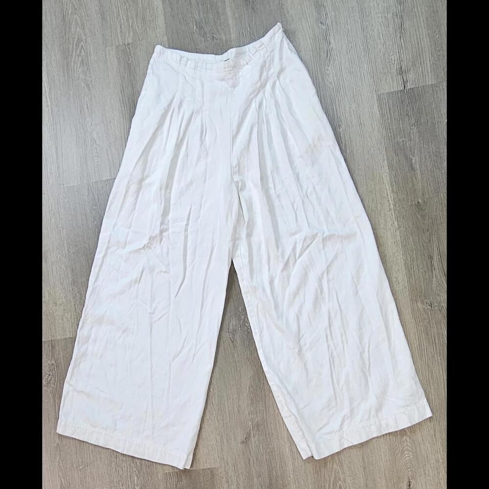 Anthropologie Linen High Rise Wide Leg Women's Pants size 16